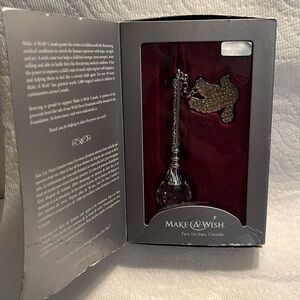 BOWRING Make A Wish Lead Crystal Christmas Ornament Bird Red Ribbon.